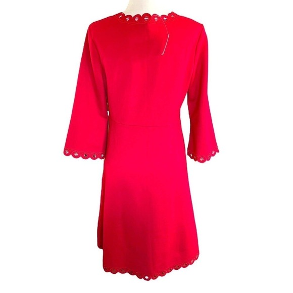 Chico’s Ponte Openwork Trim Dress Red Size 0 Small 4 A-line Cocktail Party - Picture 8 of 16